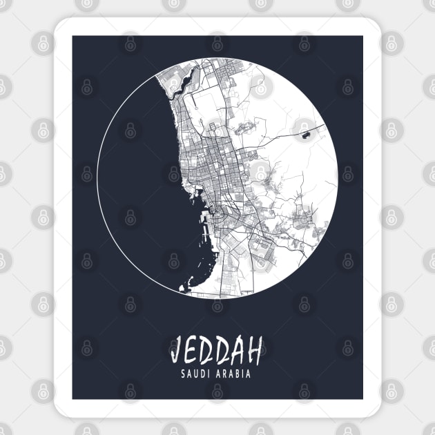 Jeddah, Makkah, Saudi Arabia City Map - Full Moon Sticker by deMAP Studio